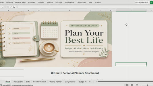 Personal Planner Dashboard Excel Template | Life, Budget, Goals & Habit Tracker
